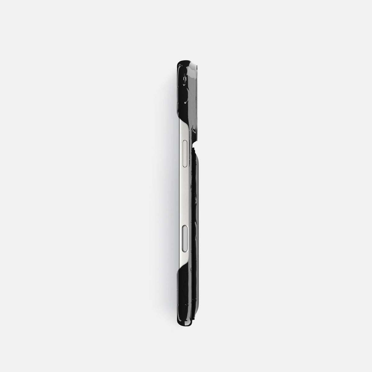 Double Card Case For iPhone 18 Pro In Shiny Alligator -3 | Black-Steel