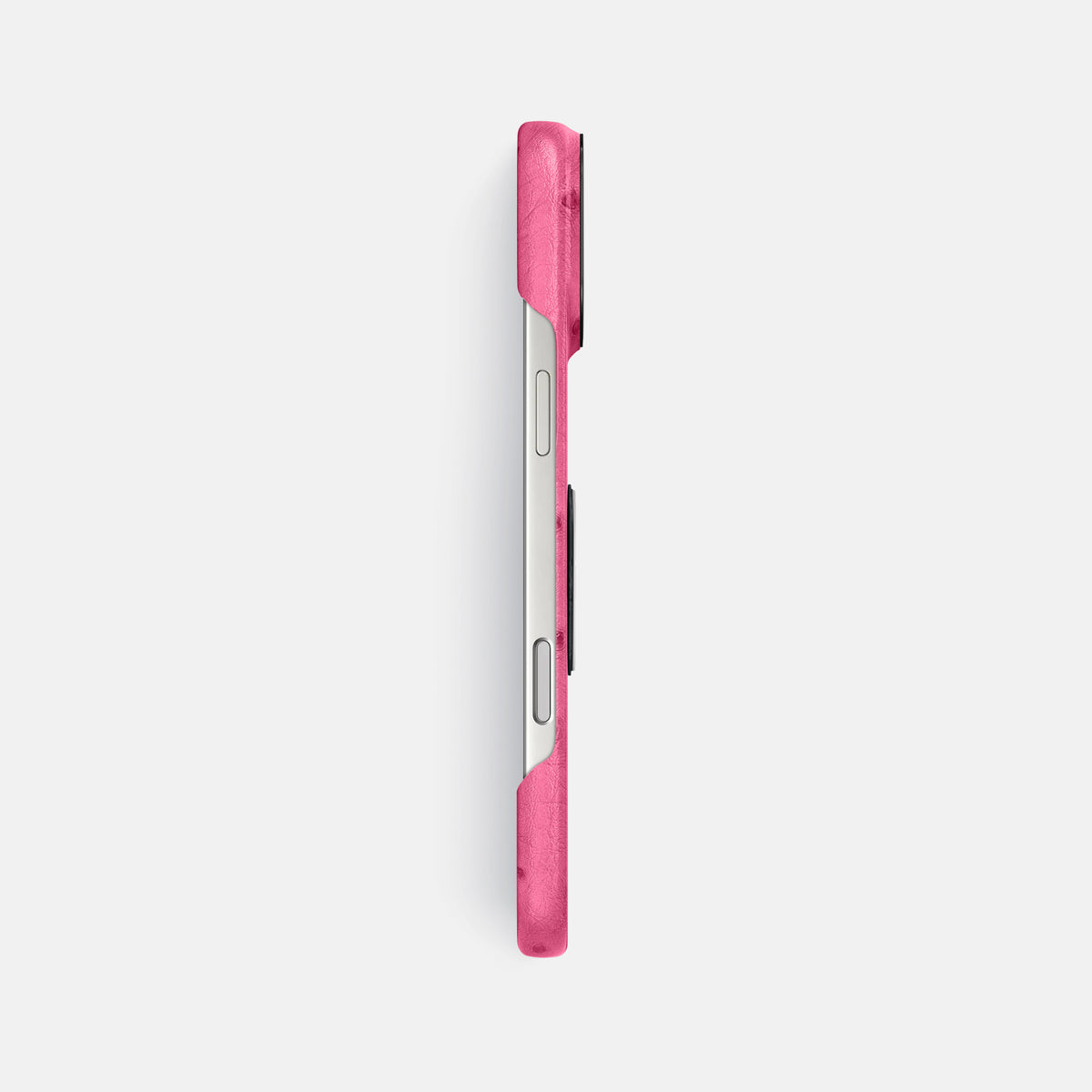 Classic Case With Titanium Skull For iPhone 17 Pro Max In Ostrich -3 | Pink-Black