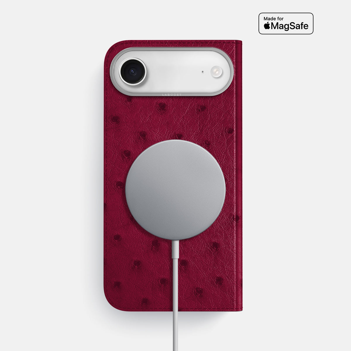Folio Case For iPhone 17 Air In Ostrich -3 | Bordeaux-Steel