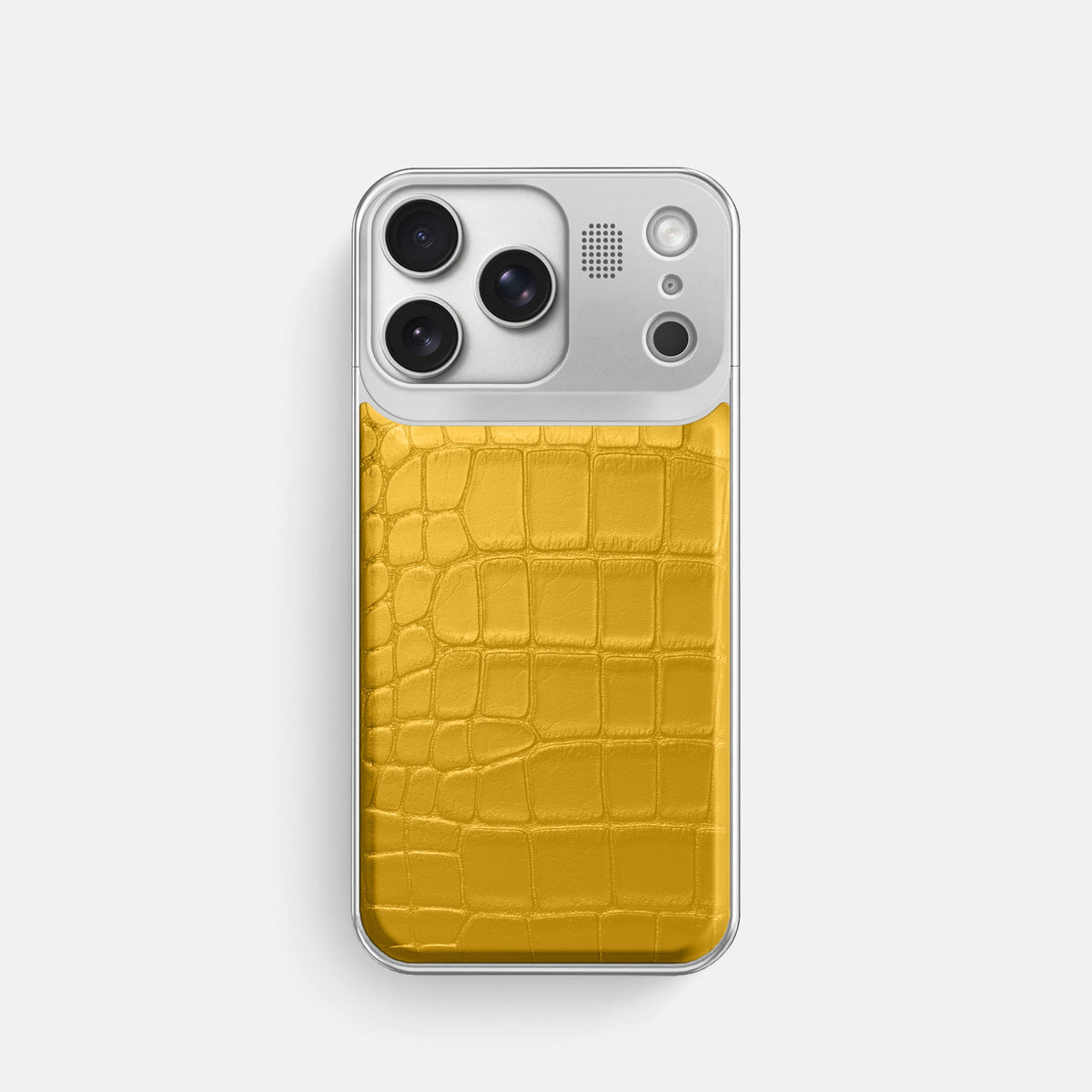 Metal Case For iPhone 18 Pro In Alligator -1 | Yellow-Steel