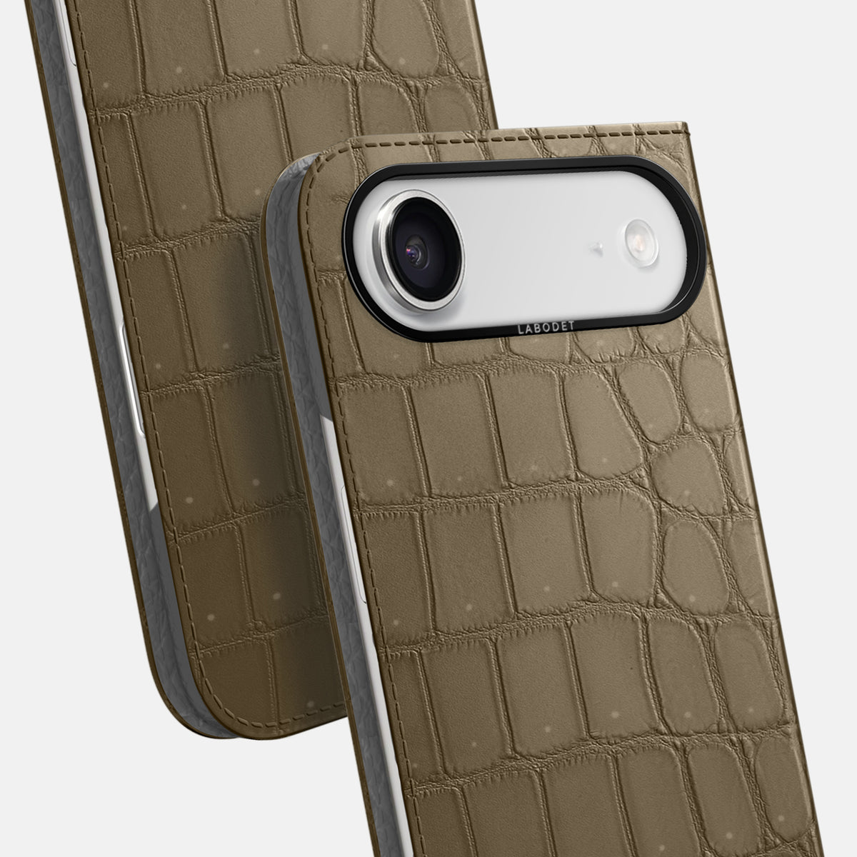 Folio Case For iPhone 17 Air In Porosus Crocodile -5 | Kaki-Green-Black