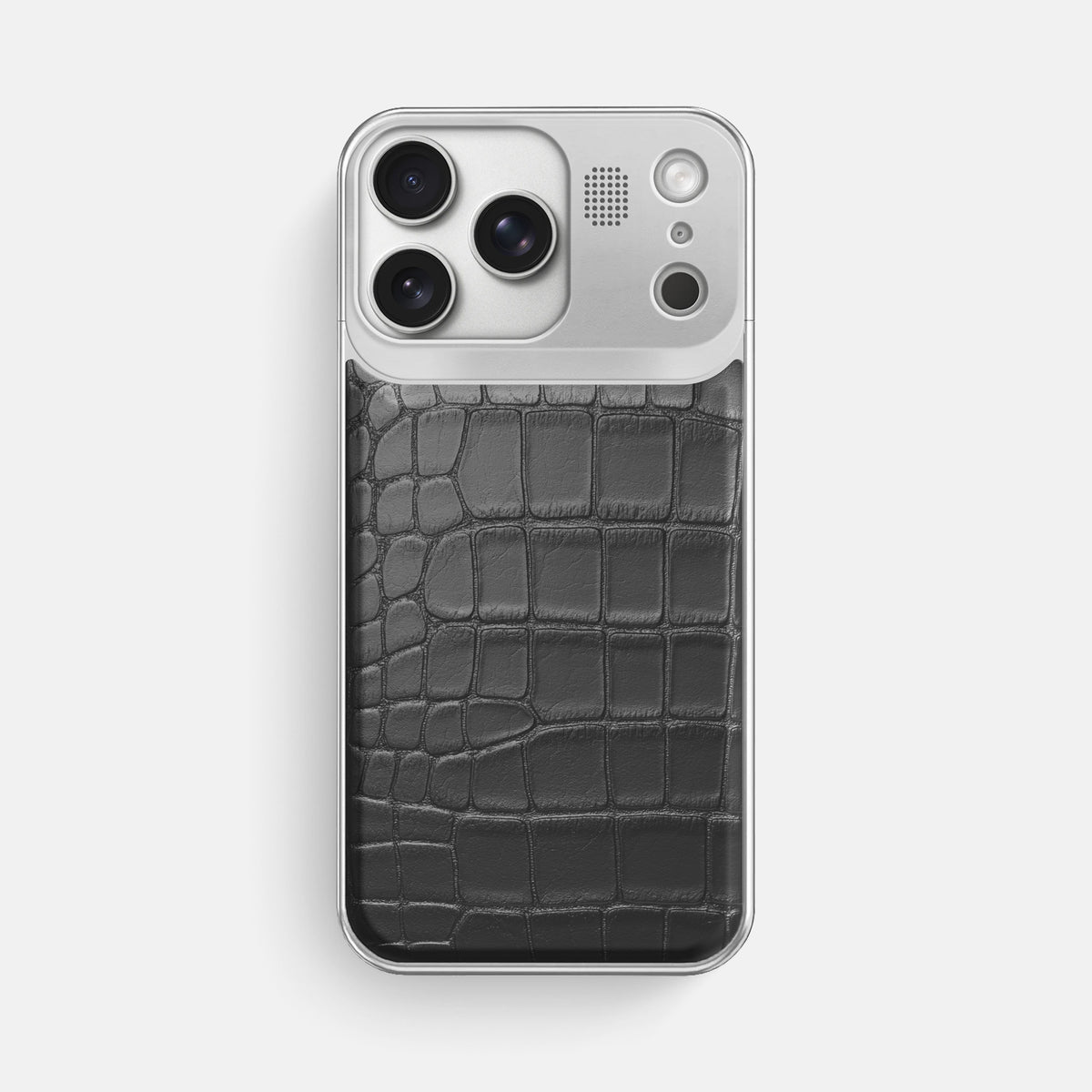 Metal Case For iPhone 17 Pro Max In Alligator -1 | Grey-Steel
