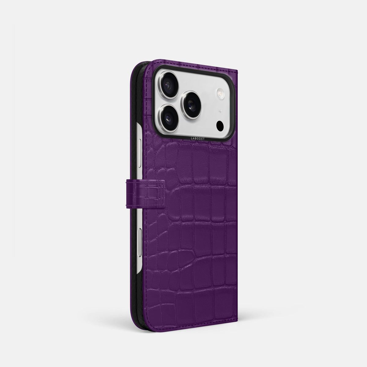 Folio Case with Clasp For iPhone 18 Pro In Alligator -1 | Purple-Black