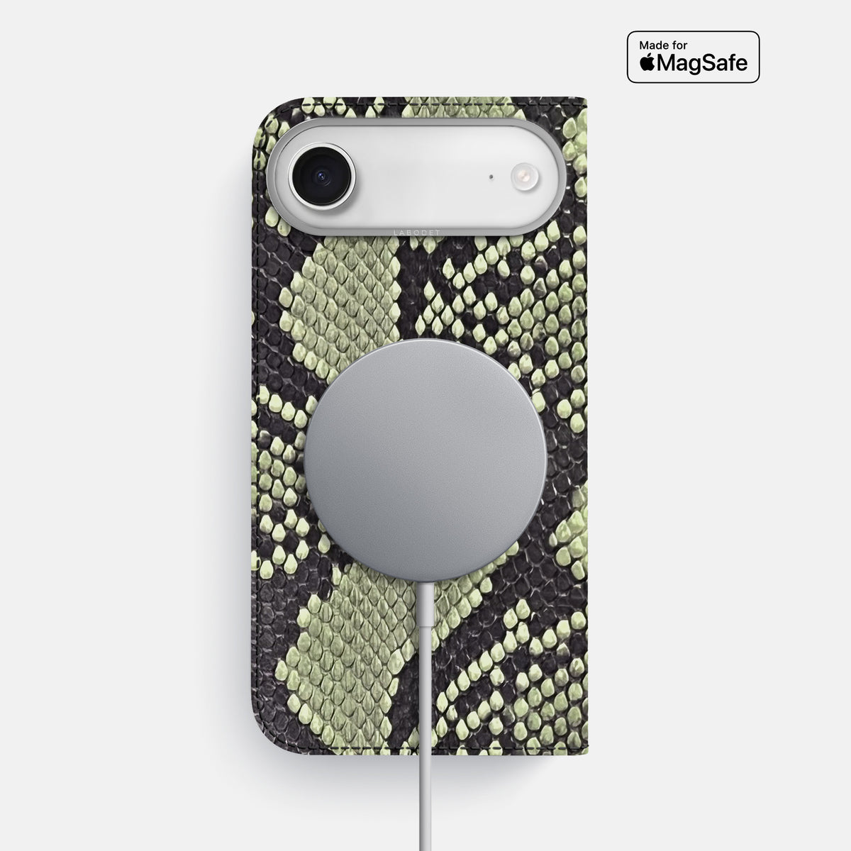 Folio Case For iPhone 17 Air In Deluxe Python -3 | Army-Green-Steel