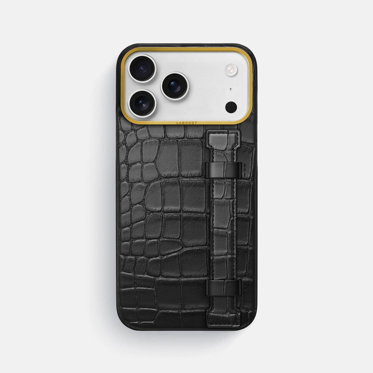 Handle Case For iPhone 18 Pro Max In Alligator -1 | Black-Gold