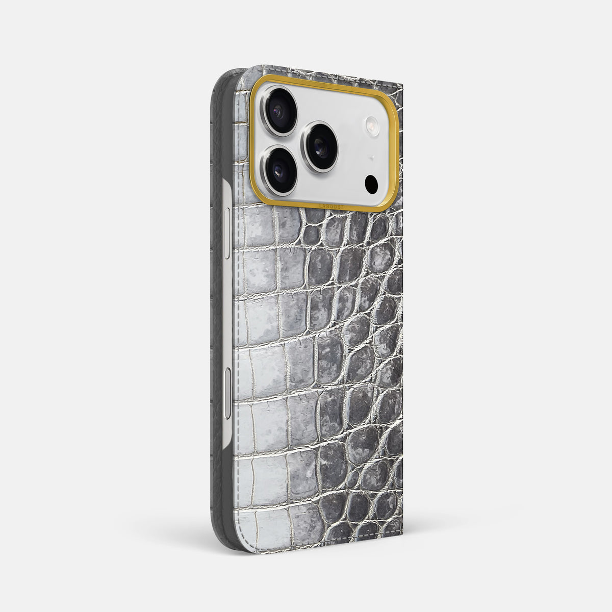 Folio Case For iPhone 17 Pro Max In Himalayan Crocodile -1 | Silver-Gold