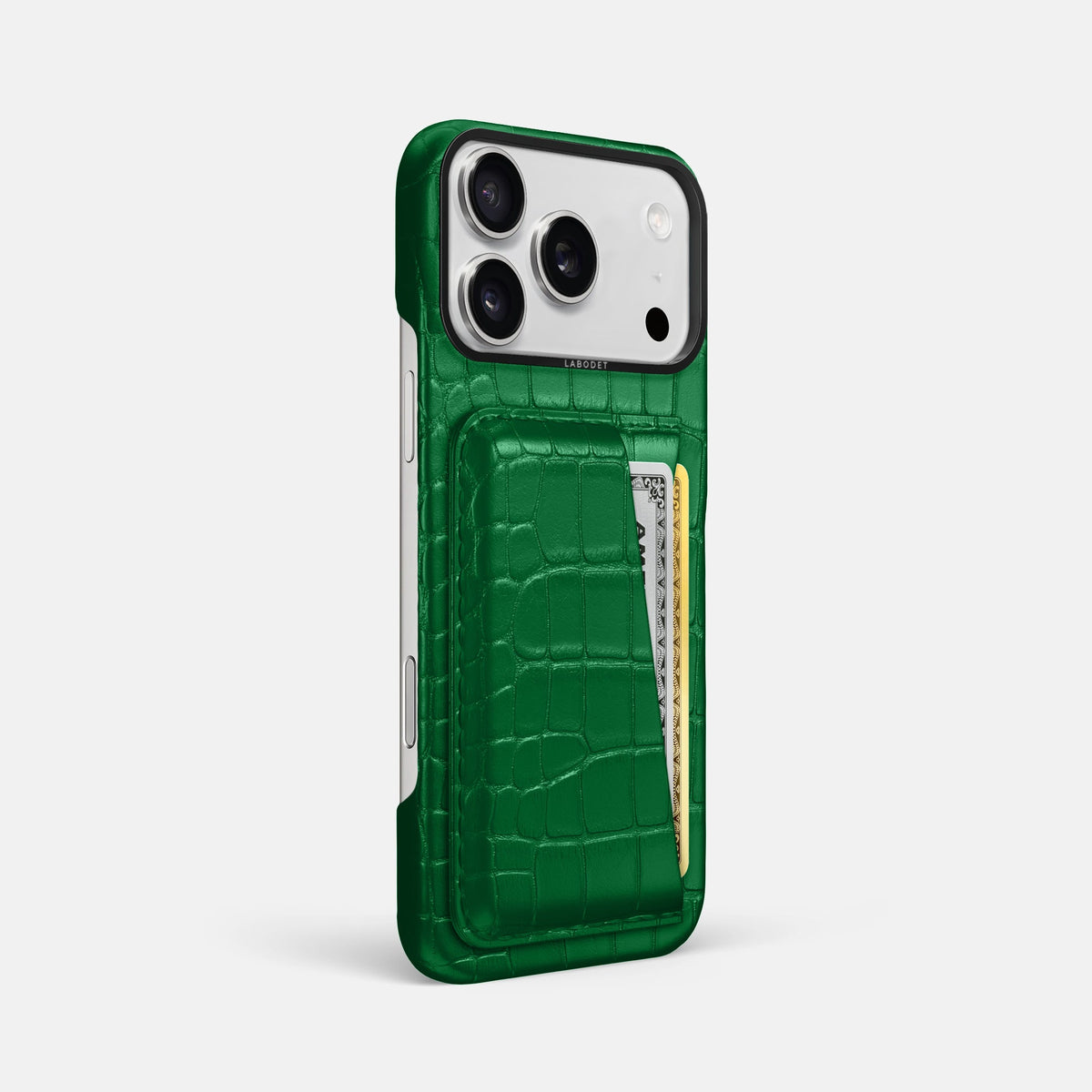 Double Card Case For iPhone 18 Pro Max In Alligator -2 | Forest-Green-Black