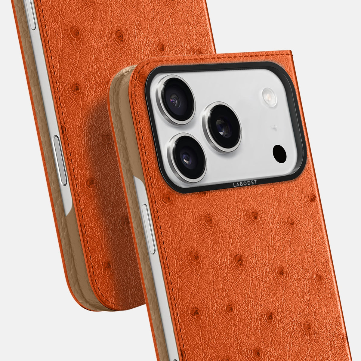 Folio Case For iPhone 18 Pro In Ostrich -5 | Orange-Black