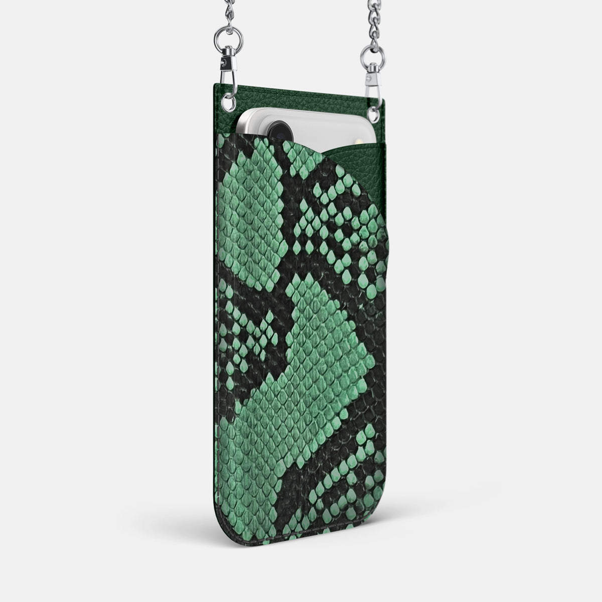 Crossbody Bag For iPhone 17 Air In Deluxe Python -2 | Forest-Green-Steel