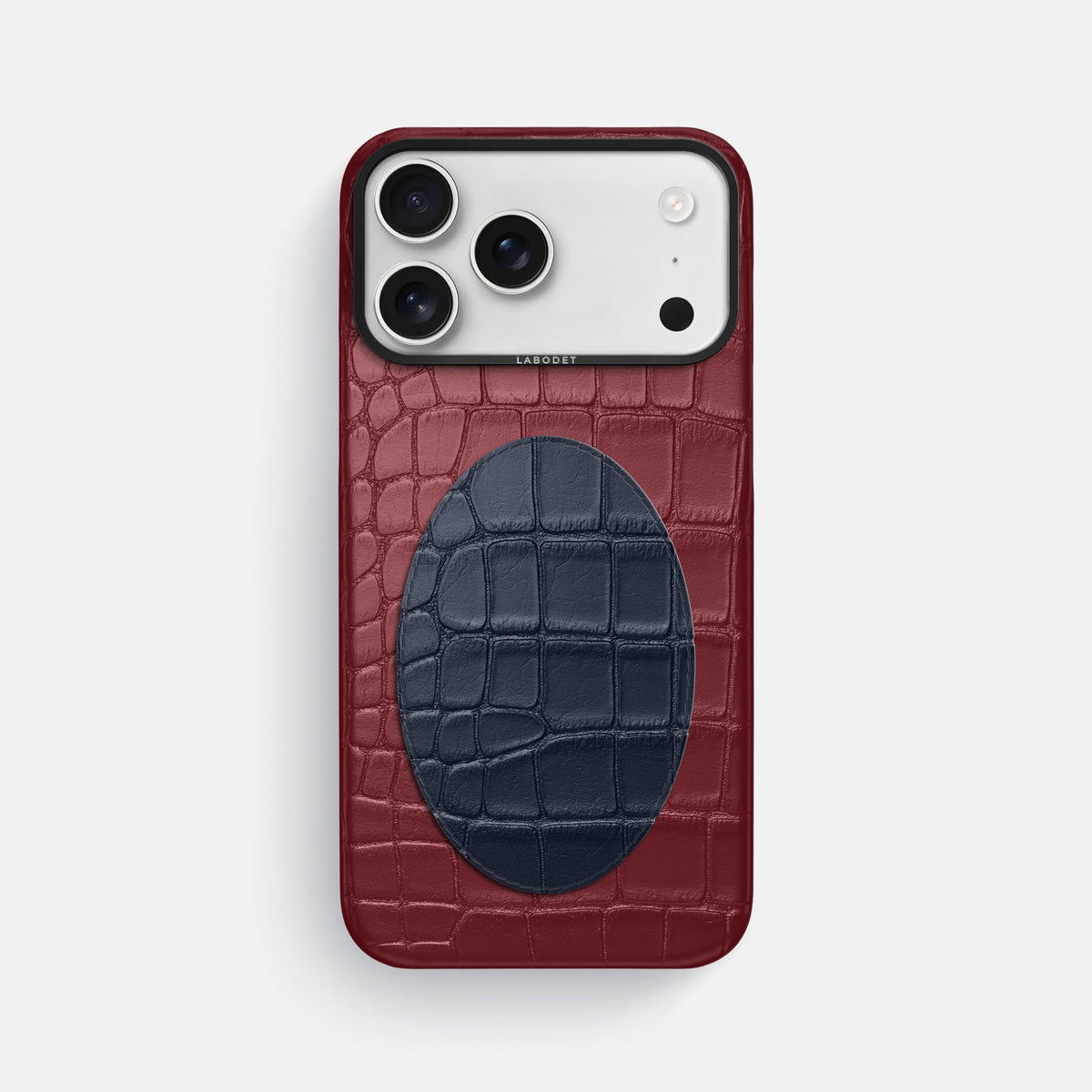 Classic Case With Oval For iPhone 18 Pro Max In Alligator -1 | Burgundy-Black