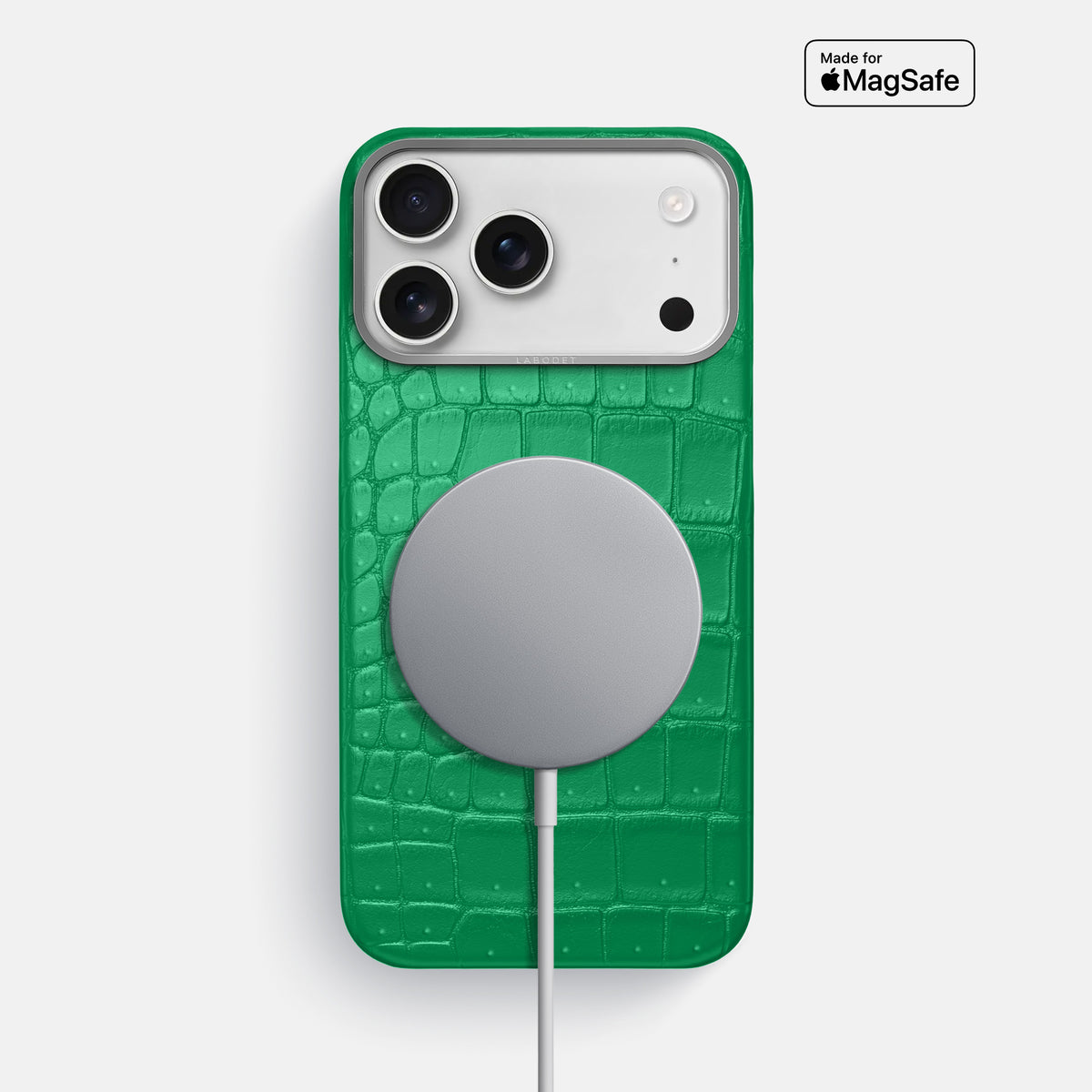 Classic Case For iPhone 17 Pro Max In Porosus Crocodile -5 | Cactus-Green-Steel