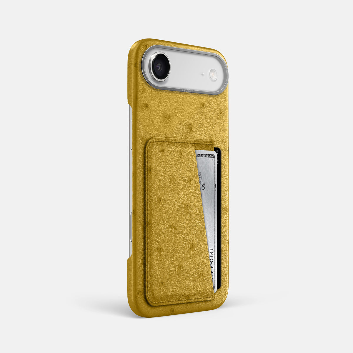 Double Card Case For iPhone 17 Air In Ostrich -2 | Gold-Steel