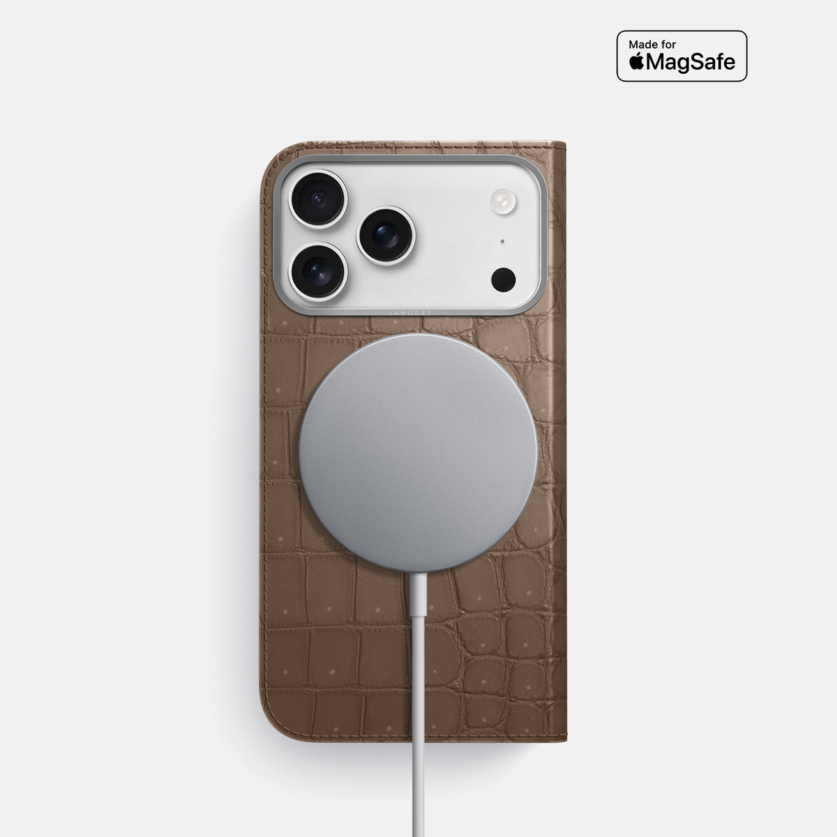 Folio Case For iPhone 17 Pro In Porosus Crocodile -3 | Fur-Brown-Steel