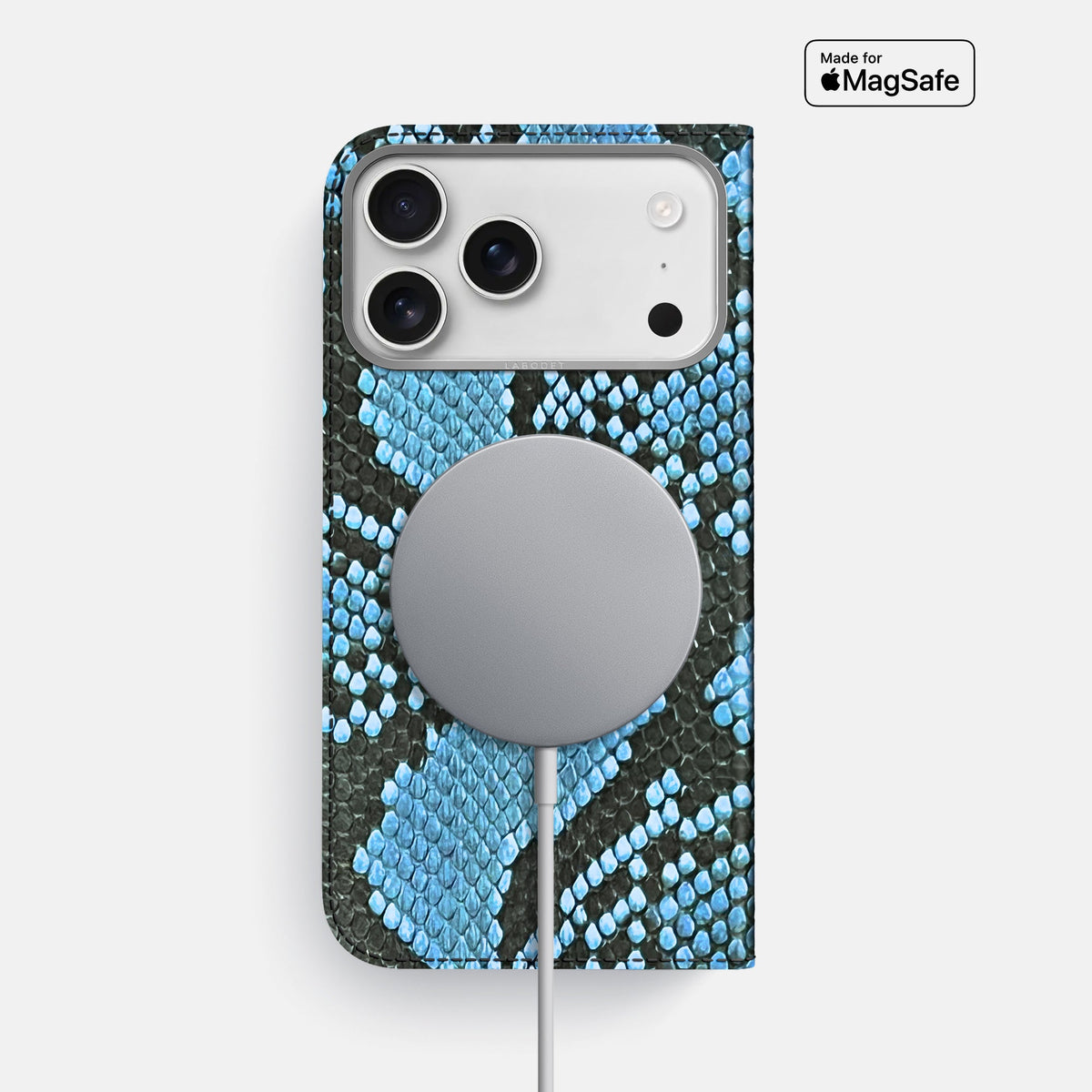 Folio Case For iPhone 18 Pro Max In Deluxe Python -3 | Pacific-Blue-Steel