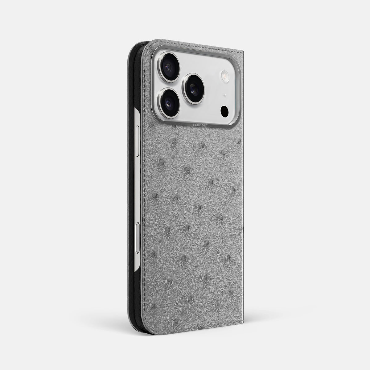 Folio Case For iPhone 17 Pro Max In Ostrich -1 | Silver-Steel