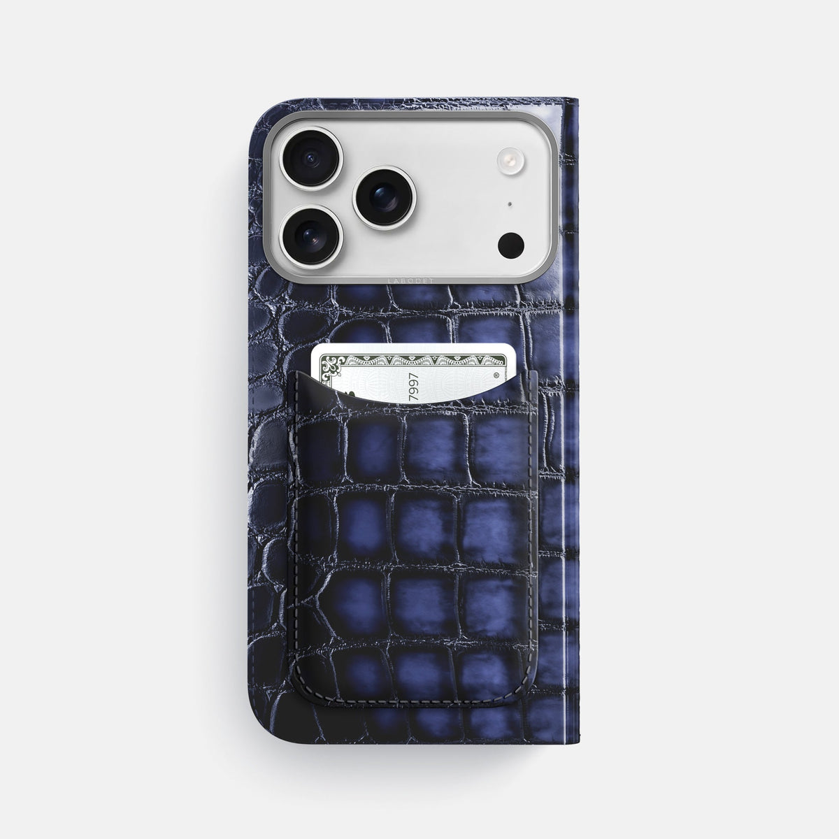 Folio Case with Card For iPhone 18 Pro Max In Patina Alligator -3 | Havana-Blue-Steel