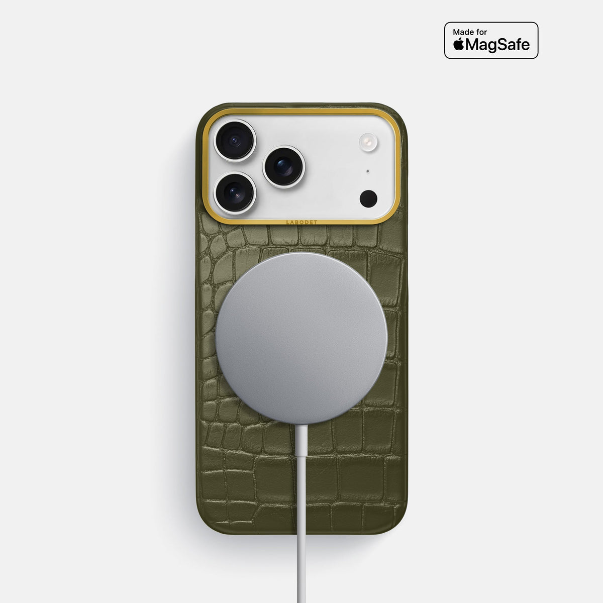Classic Case For iPhone 18 Pro In Alligator -5 | Kaki-Green-Gold