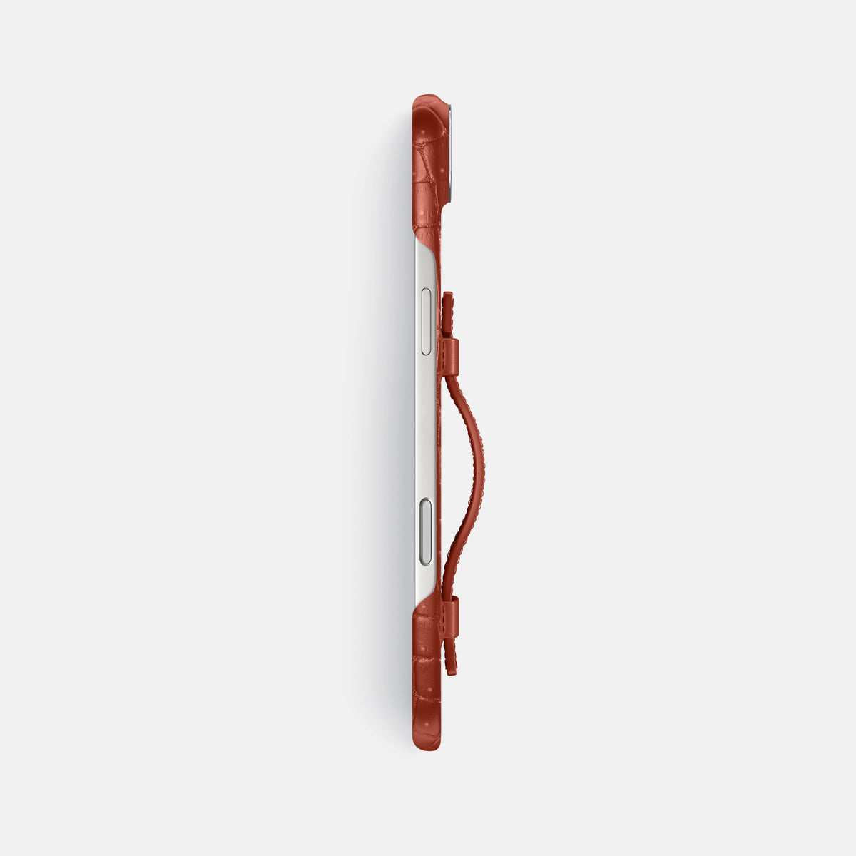 Handle Case For iPhone 17 Air In Porosus Crocodile -3 | Mahogany-Brown-Steel
