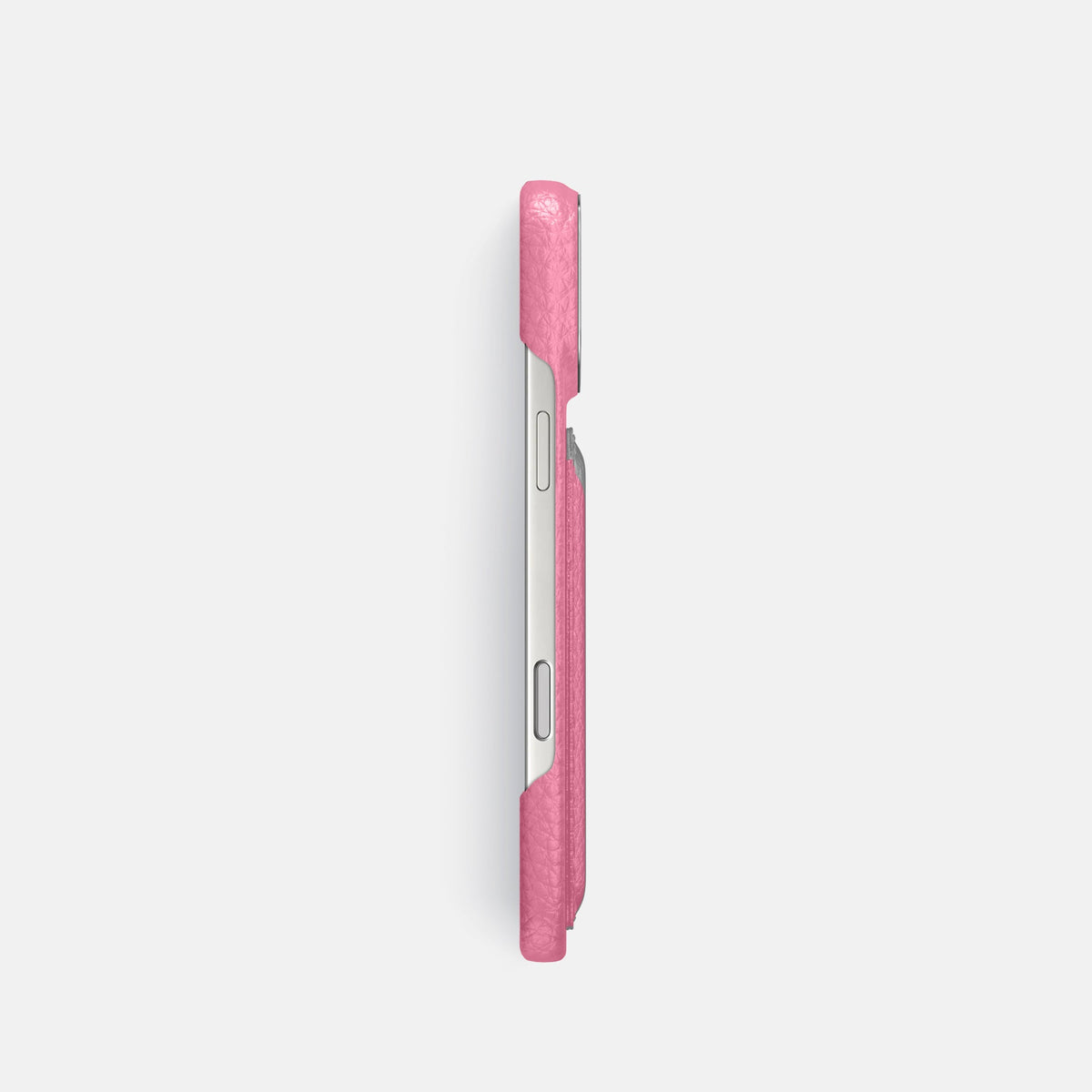 Double Card Case For iPhone 18 Pro In Calf -3 | Pink-Steel