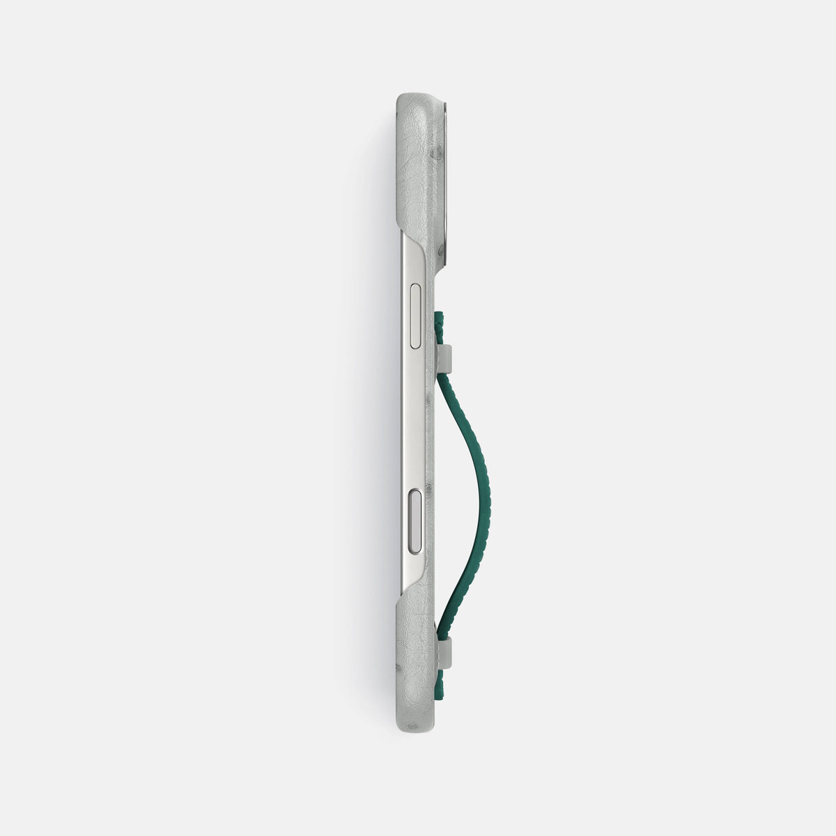 Center Handle Coloré For iPhone 17 Pro Max In Ostrich -2 | White-Steel