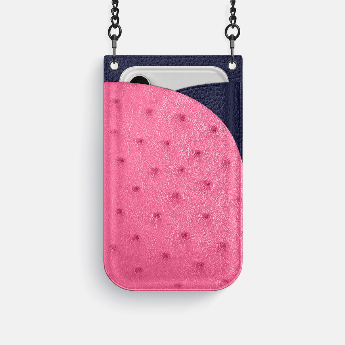 Crossbody Bag For iPhone 18 Pro In Ostrich -1 | Pink-Black