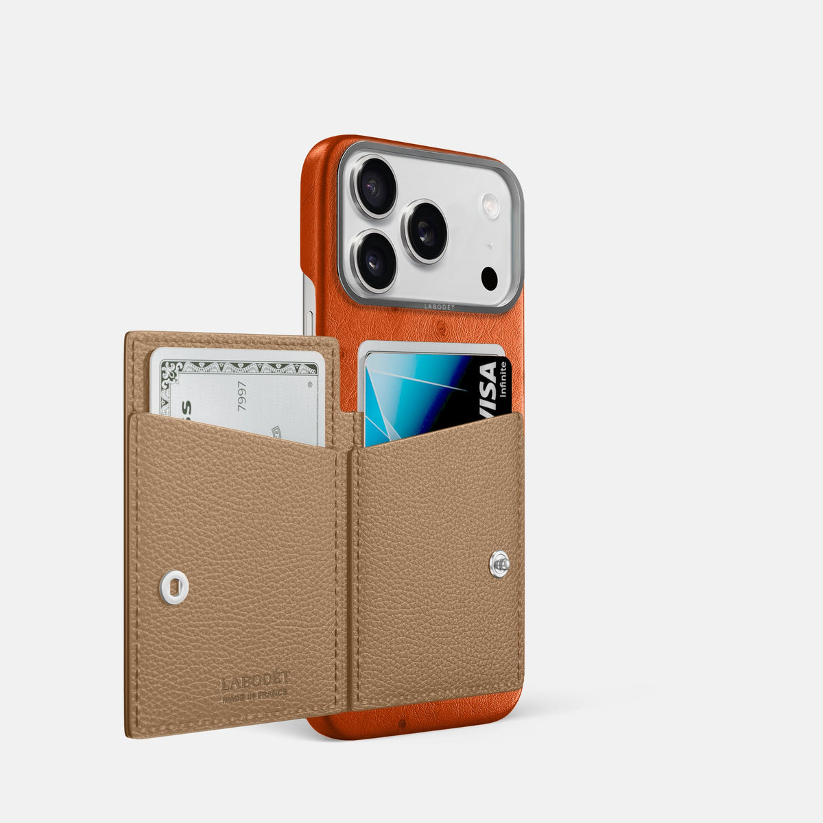 Bi-Fold Case For iPhone 18 Pro In Ostrich -2 | Orange-Steel
