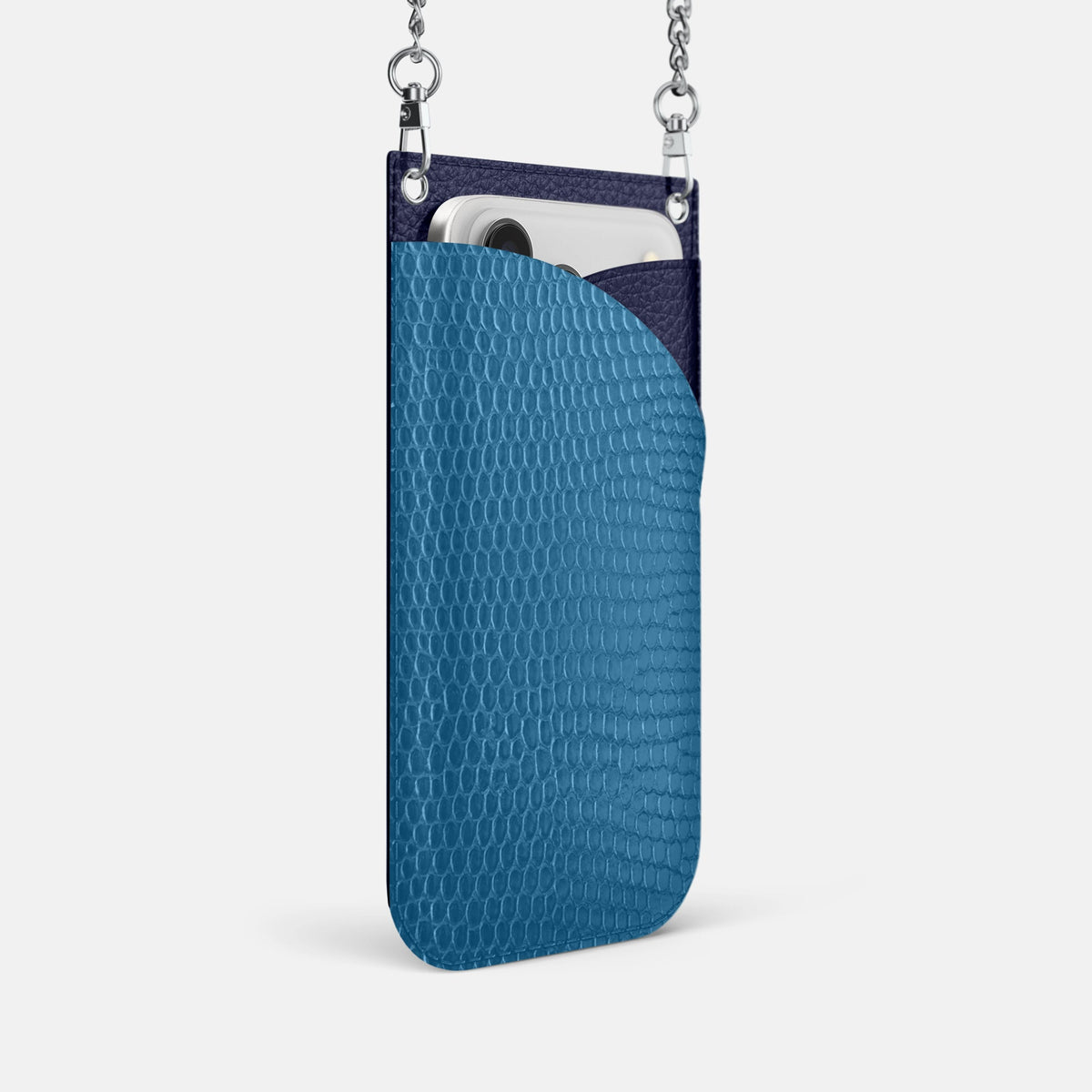 Crossbody Bag For iPhone 18 Pro In Lizard -2 | Blue-Steel
