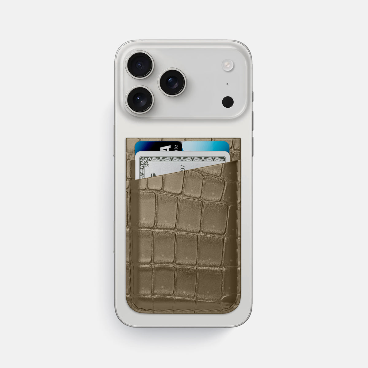 MagSafe Wallet For iPhone 17 Pro Max In Porosus Crocodile -1 | Kaki-Green