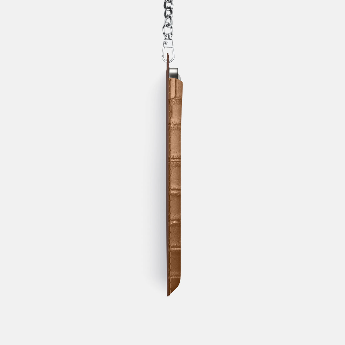 Crossbody Bag For iPhone 17 Pro In Porosus Crocodile -4 | Milk-Chocolate-Steel