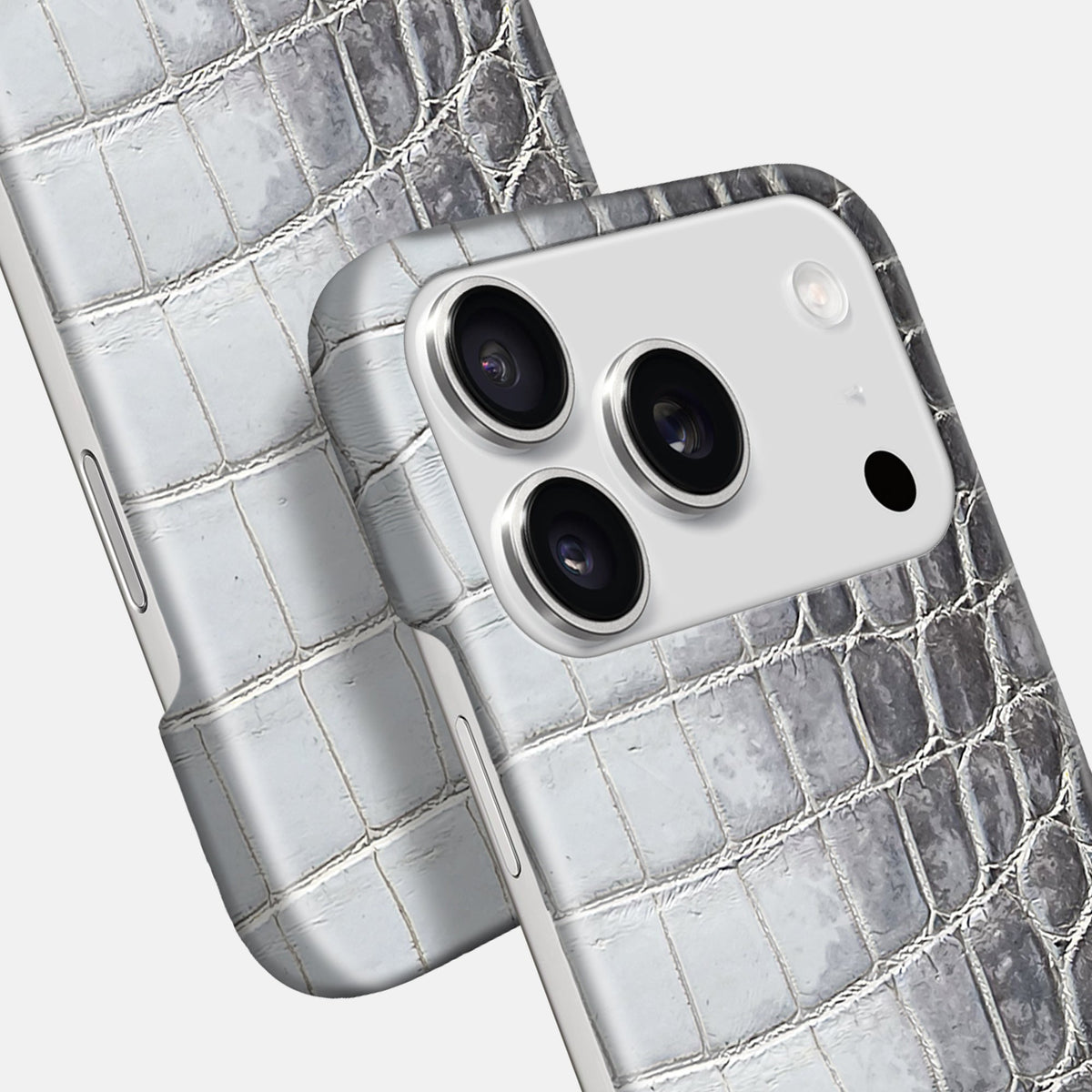 Slim Case For iPhone 18 Pro In Himalayan Crocodile -5 | Silver