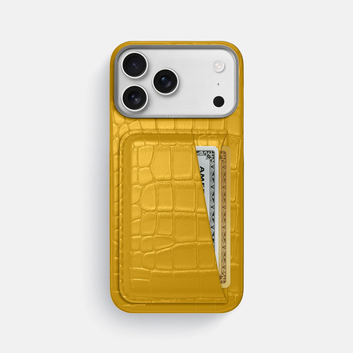 Double Card Case For iPhone 18 Pro Max In Alligator -1 | Yellow-Steel