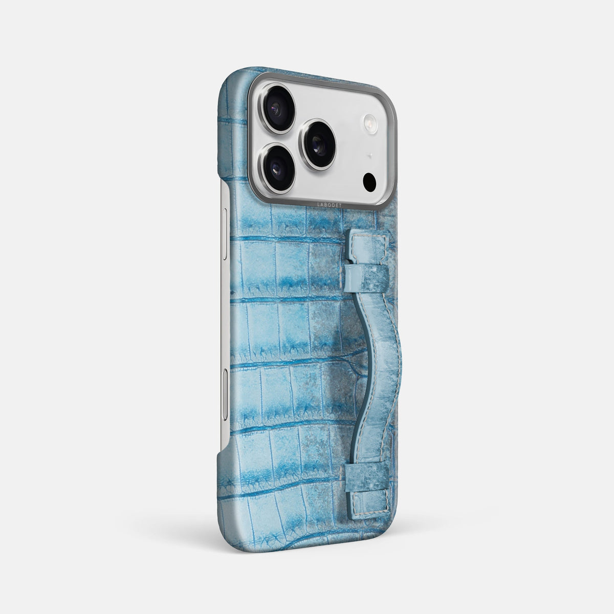 Handle Case For iPhone 18 Pro Max In Himalayan Crocodile -2 | Ice-Blue-Steel