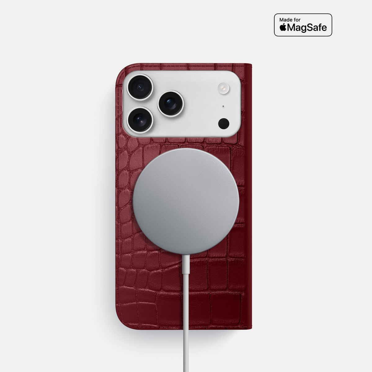 Folio Slim Case For iPhone 18 Pro In Alligator -3 | Burgundy