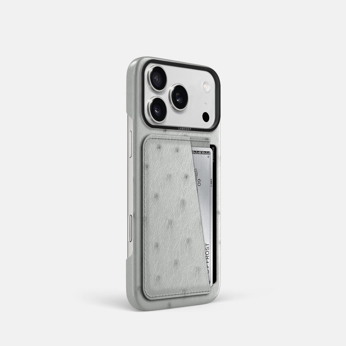 Double Card Case For iPhone 17 Pro In Ostrich -2 | White-Black