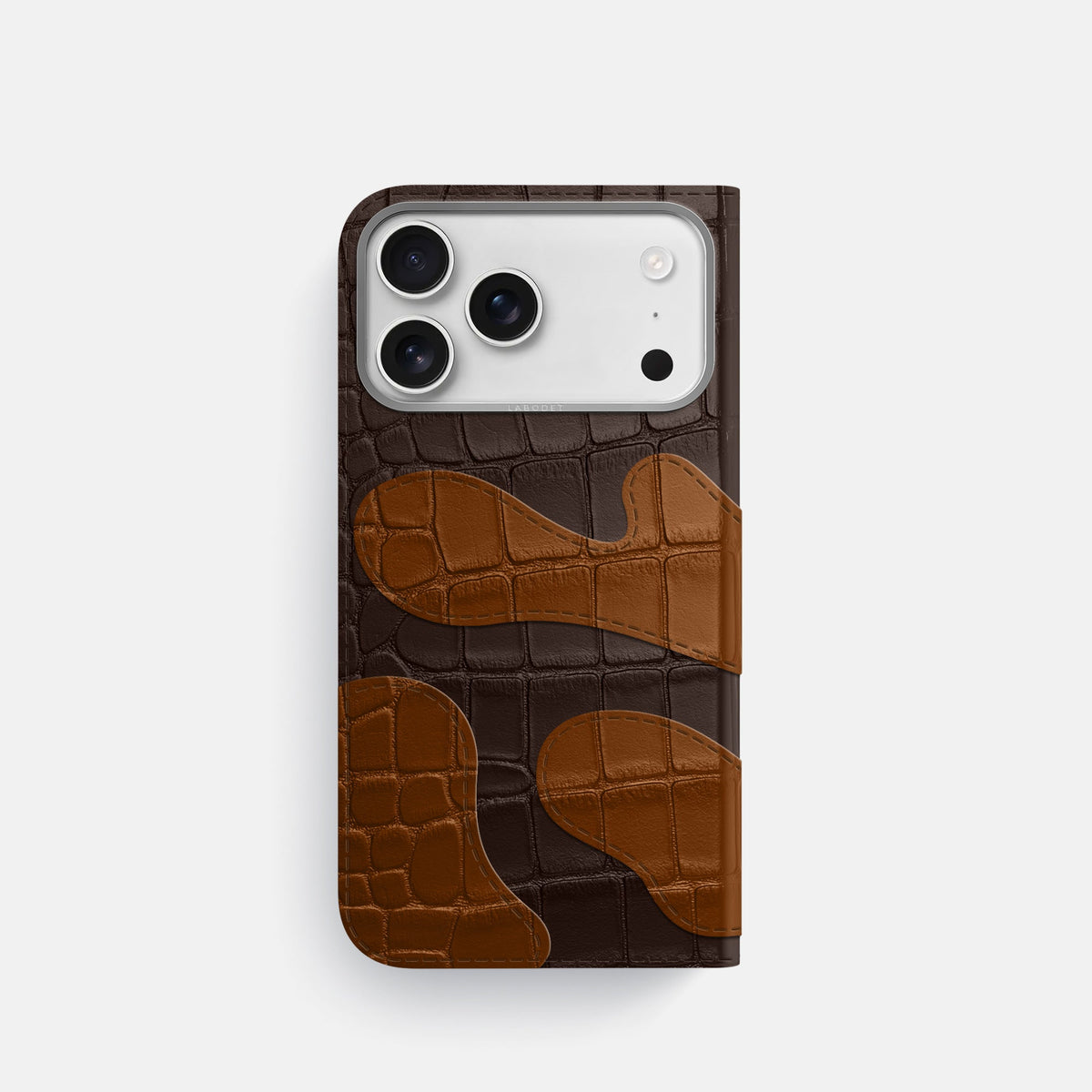 Camouflage Folio For iPhone 18 Pro In Alligator -3 | Dark-Brown-Steel