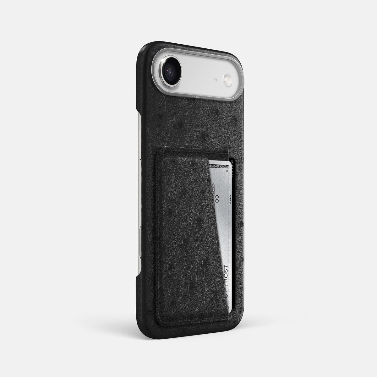 Double Card Case For iPhone 17 Air In Ostrich -2 | Black-Steel
