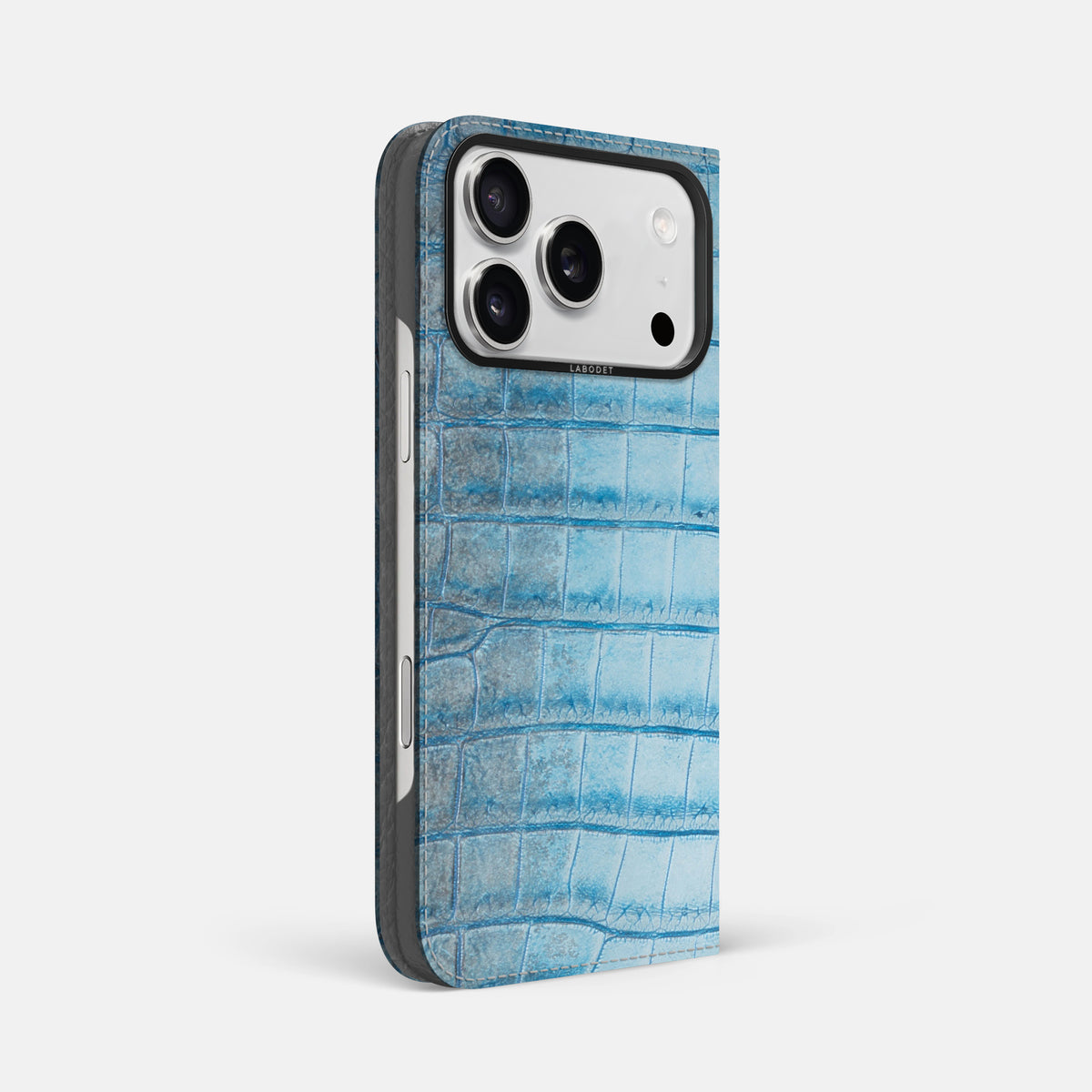 Folio Case For iPhone 17 Pro Max In Himalayan Crocodile -1 | Ice-Blue-Black