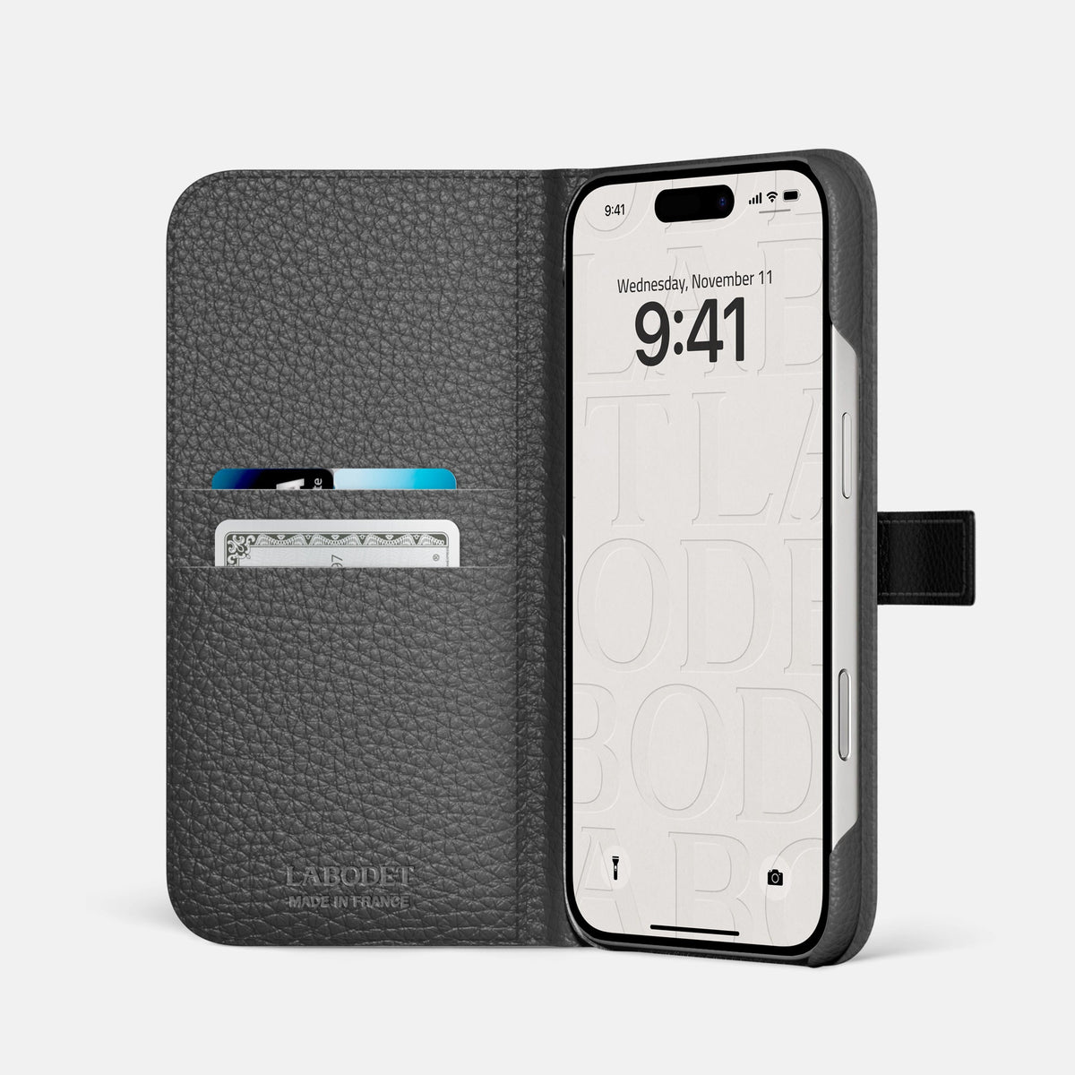 Folio Case with Clasp For iPhone 18 Pro Max In Alligator -2 | Grey-Black