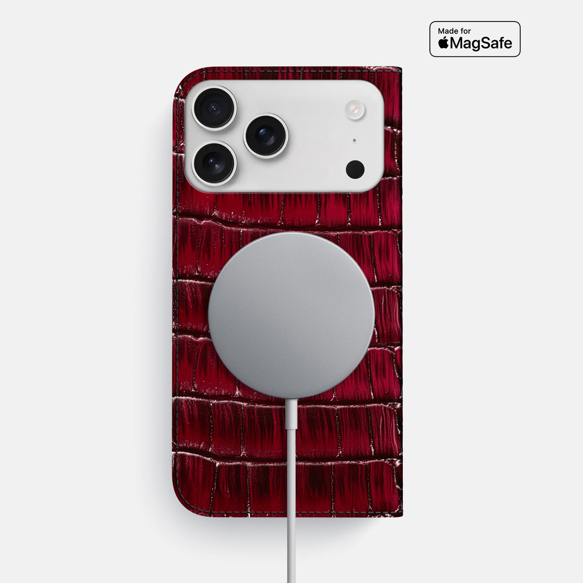 Folio Slim Case For iPhone 18 Pro Max In Patina Alligator -3 | Havana-Burgundy