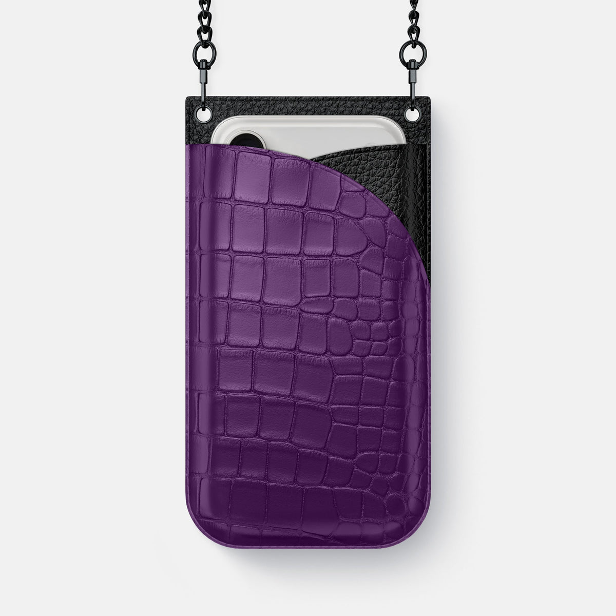Crossbody Bag For iPhone 18 Pro Max In Alligator -1 | Purple-Black