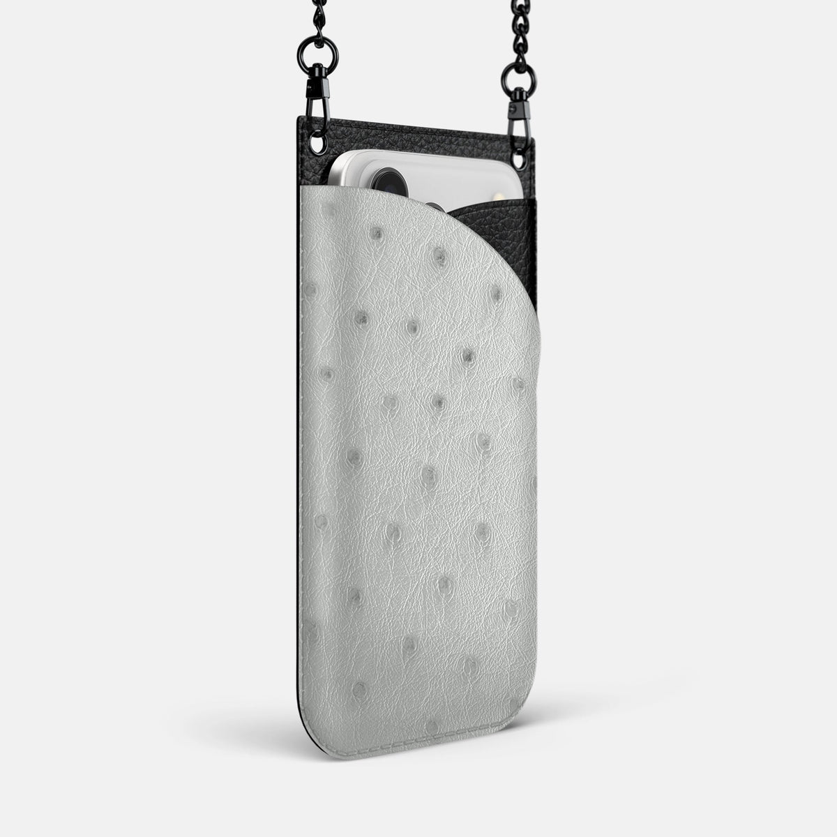 Crossbody Bag For iPhone 18 Pro Max In Ostrich -2 | White-Black