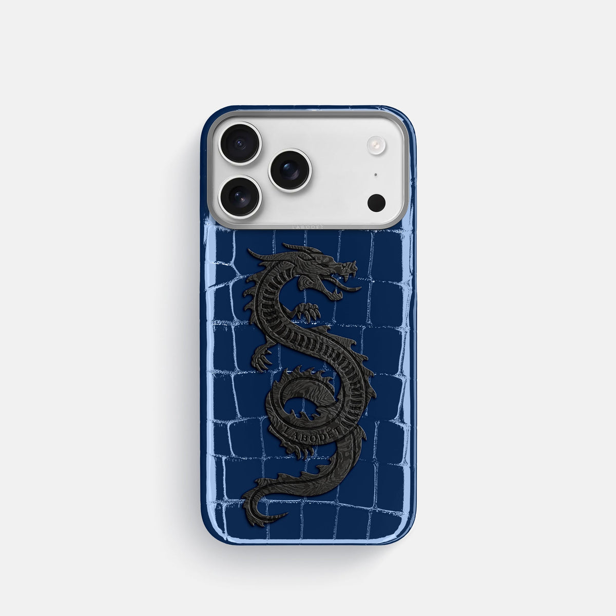 Classic Case With Carbon Dragon For iPhone 18 Pro In Shiny Alligator -1 | Mediterranean-Steel