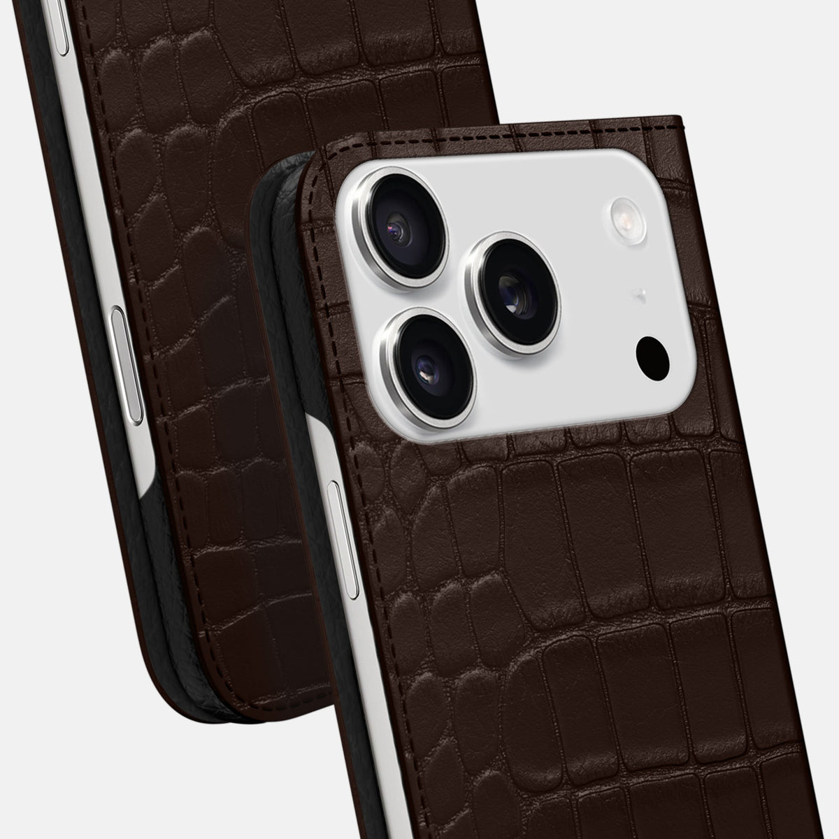 Folio Slim Case For iPhone 18 Pro In Alligator -5 | Dark-Brown