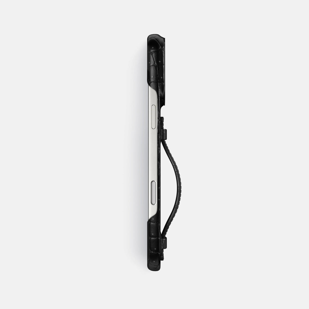 Center Handle For iPhone 18 Pro Max In Porosus Crocodile -2 | Black-Black