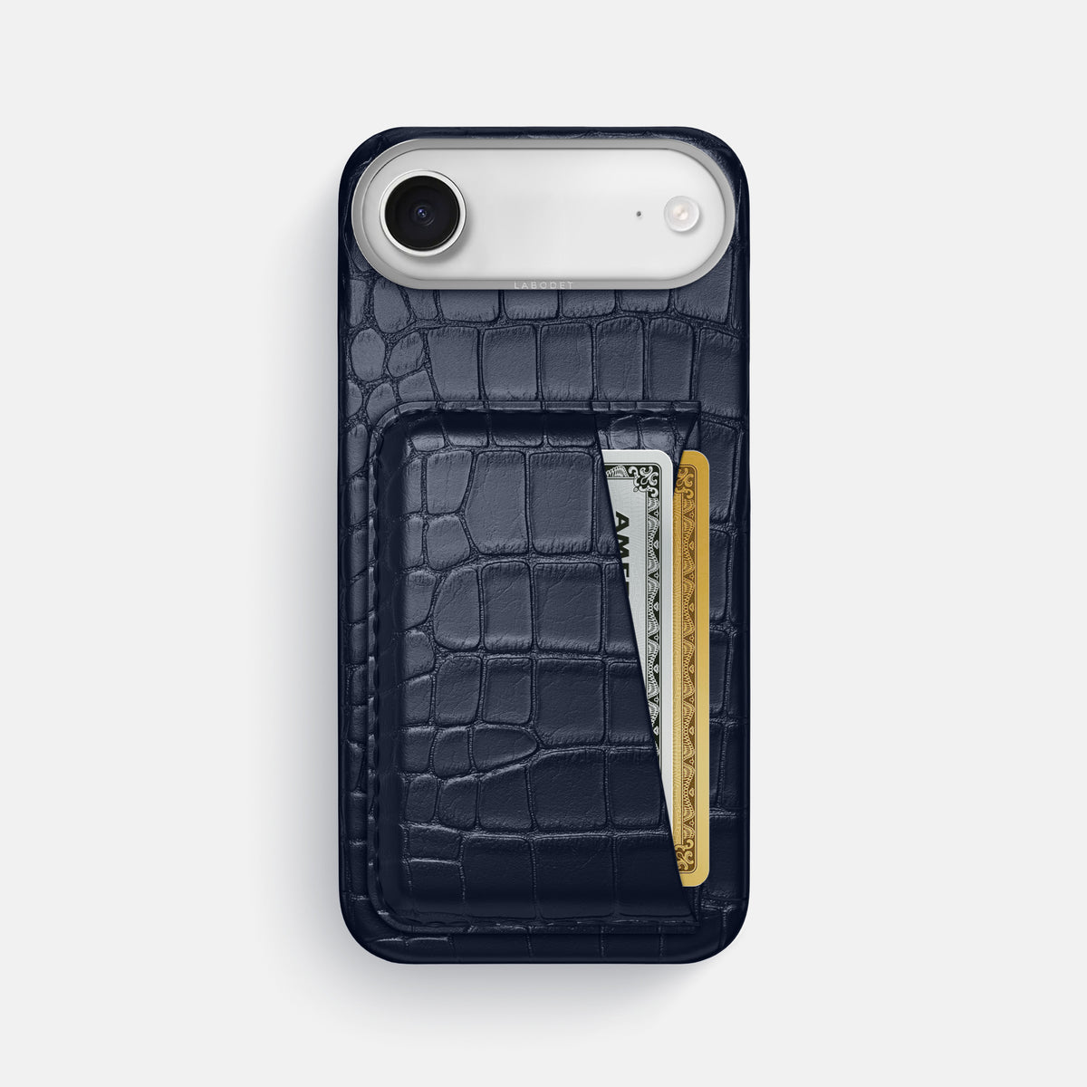 Double Card Case For iPhone 17 Air In Alligator -1 | Navy-Blue-Steel