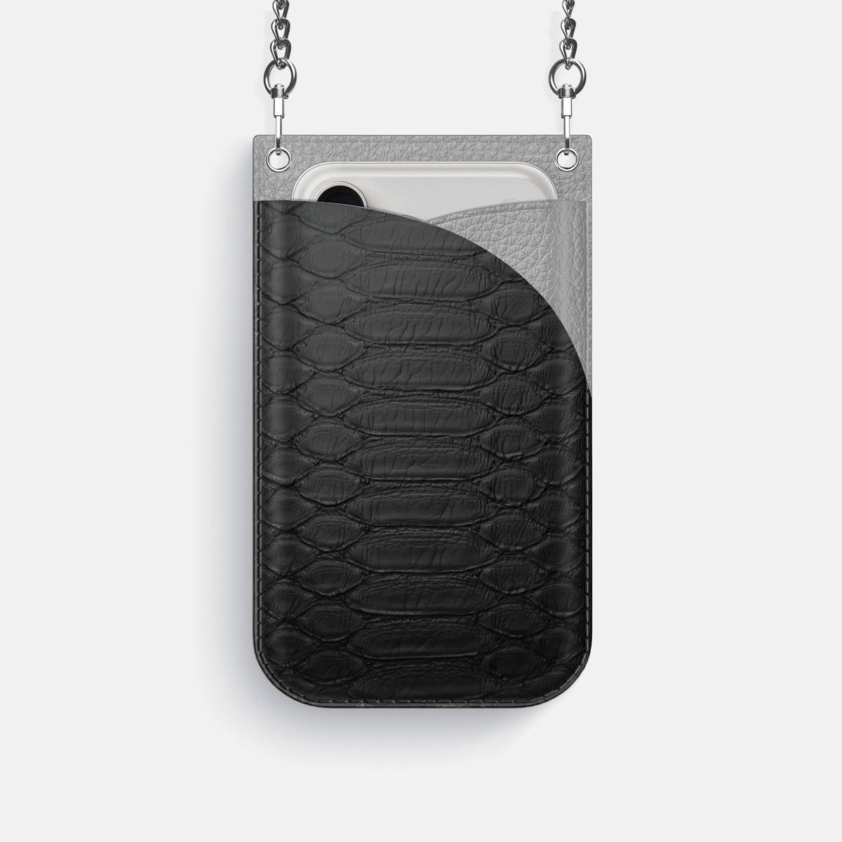 Crossbody Bag For iPhone 18 Pro In Python -1 | Black-Steel