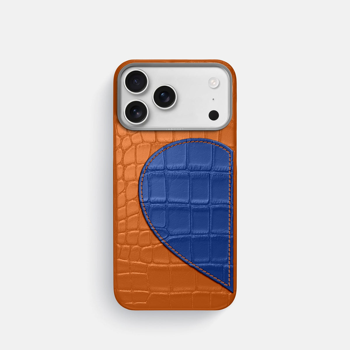 Classic Case With Half Heart - Left For iPhone 18 Pro In Alligator -1 | Orange-Steel