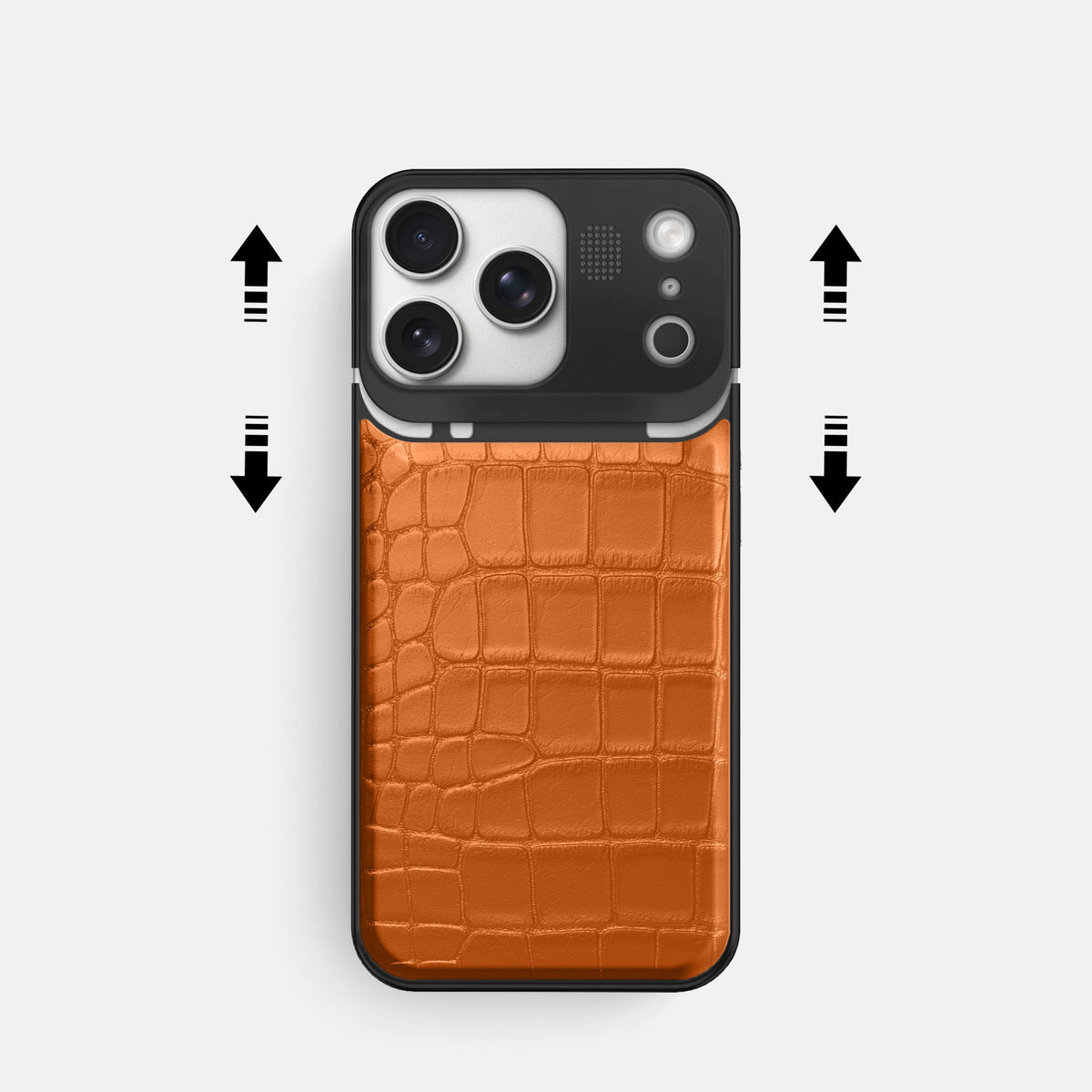 Metal Case For iPhone 18 Pro In Alligator -2 | Orange-Black