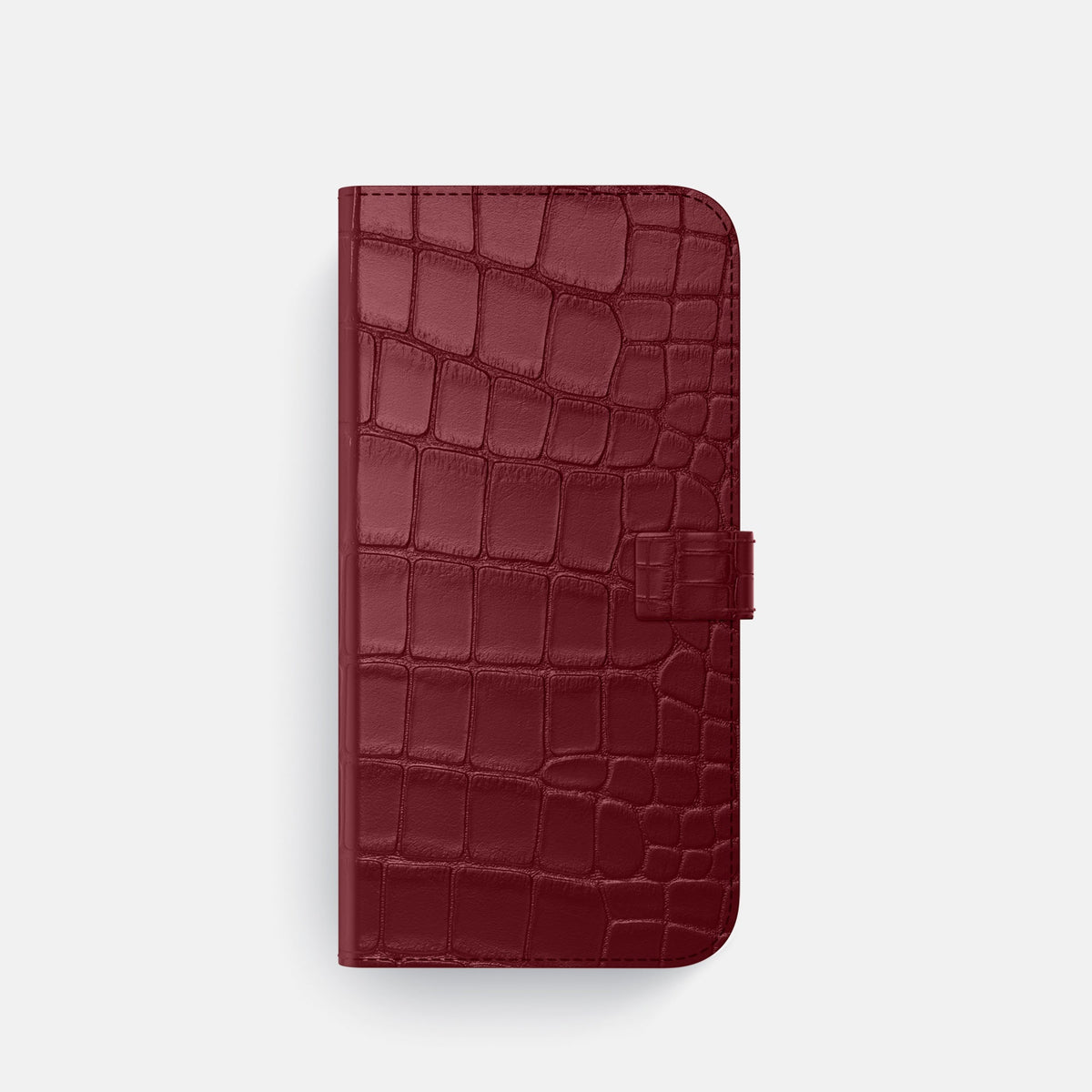 Folio Case with Clasp For iPhone 18 Pro In Alligator -4 | Burgundy-Steel