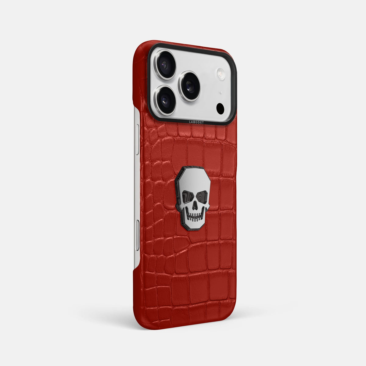Classic Case With Titanium Skull For iPhone 18 Pro Max In Alligator -2 | Red-Black